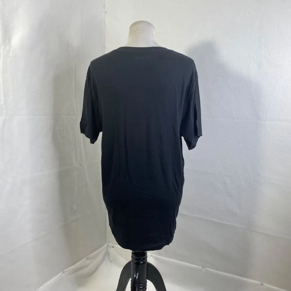 True Religion Buddha Foil Logo Shirt Mens Large Black Gold Short Sleeve Crewneck